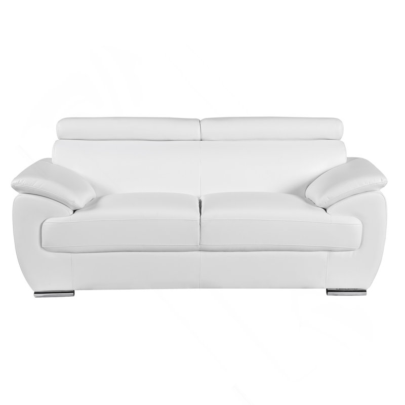 Causeuse en cuir véritable, Blanc