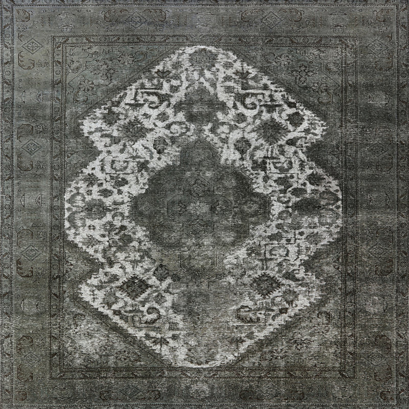 Tapis oriental gris Howes, Carré 7 pi