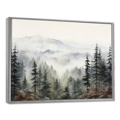 Forest Pine Tree Misty Mountain II On Canvas Print - Forest canvas wall art