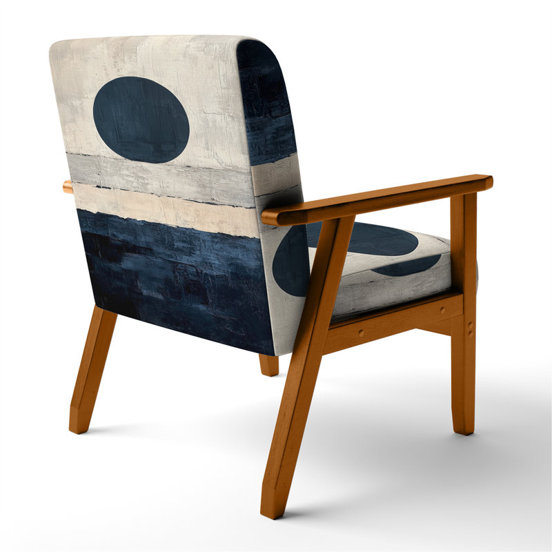 Chaise rembourrée abstraite Midcentury, Brown Square Arms