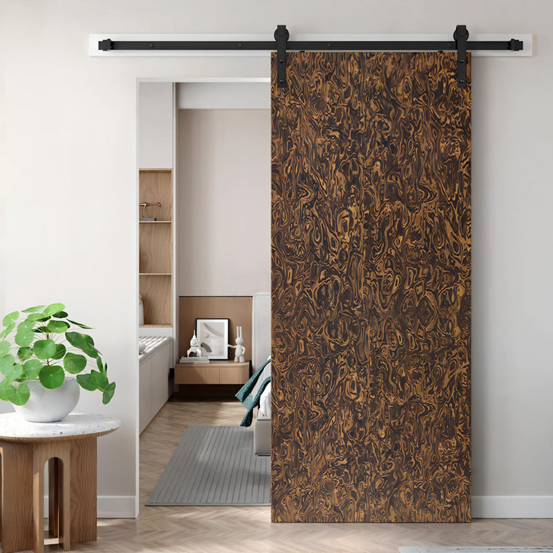 Porte de grange coulissante intérieure en placage creux espresso, 30 po x 80 po