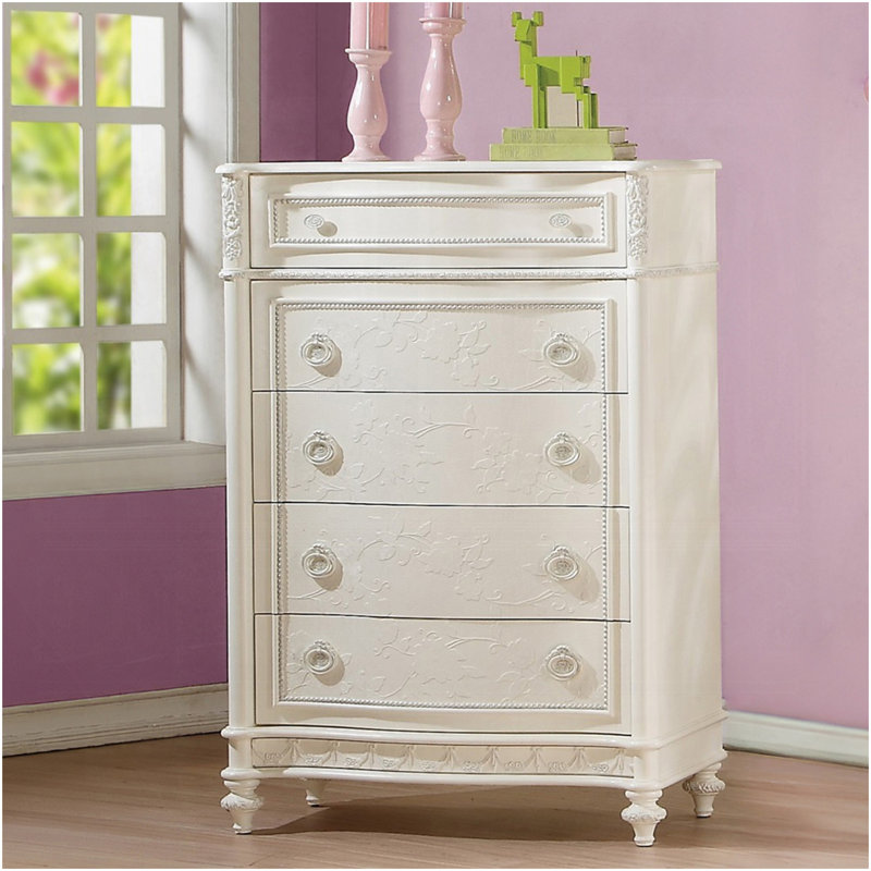 Commode 5 tiroirs Ivoire