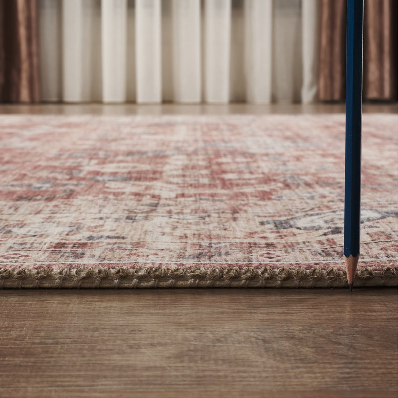 Red 5 pi. 3 po Tapis X 7, teint, confortable pour les animaux de compagnie, placé sous un meuble