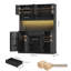Armoire de cuisine de 72,8 po x l 55,1 po avec éclairage à DEL et prise de courant intégrée, support pour micro-ondes et tablettes réglables-1995768471