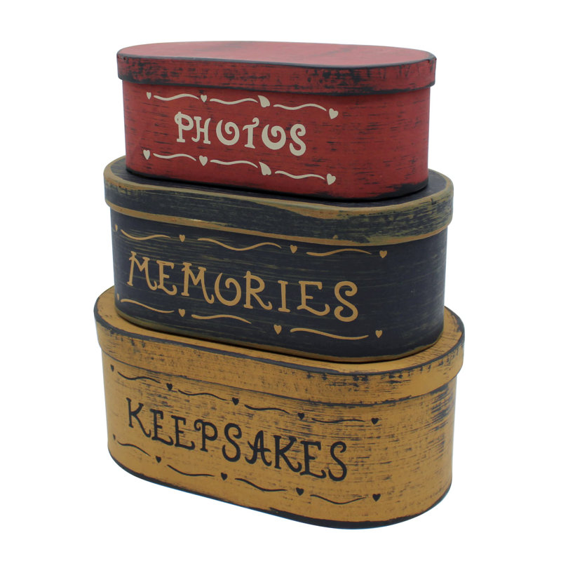 Oval Rustic Vintage Cardboard Nesting Boxes Set of 3