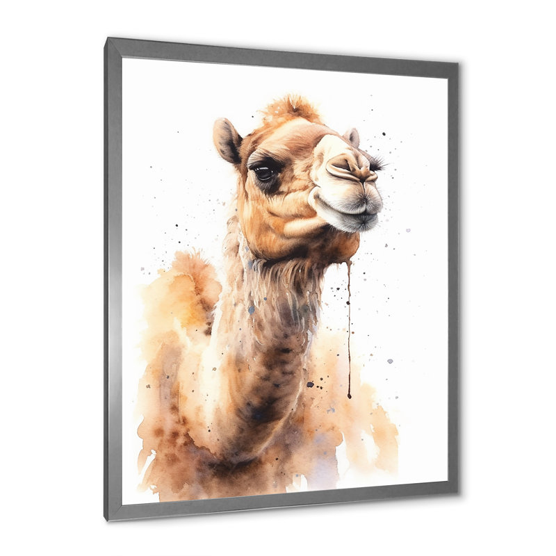 Camel Desert Nomad V sur toile, Cadre simple argenté, H 20 po x l 12 po x P 1 po