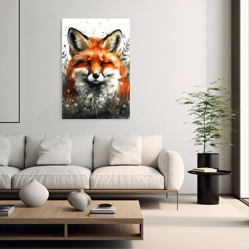 Aquarelle de renard serein, 60" H x 40" W