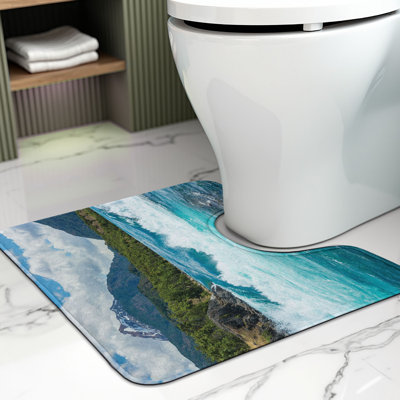 Tapis de salle de bain paysage en U 20 po blanc vert gris