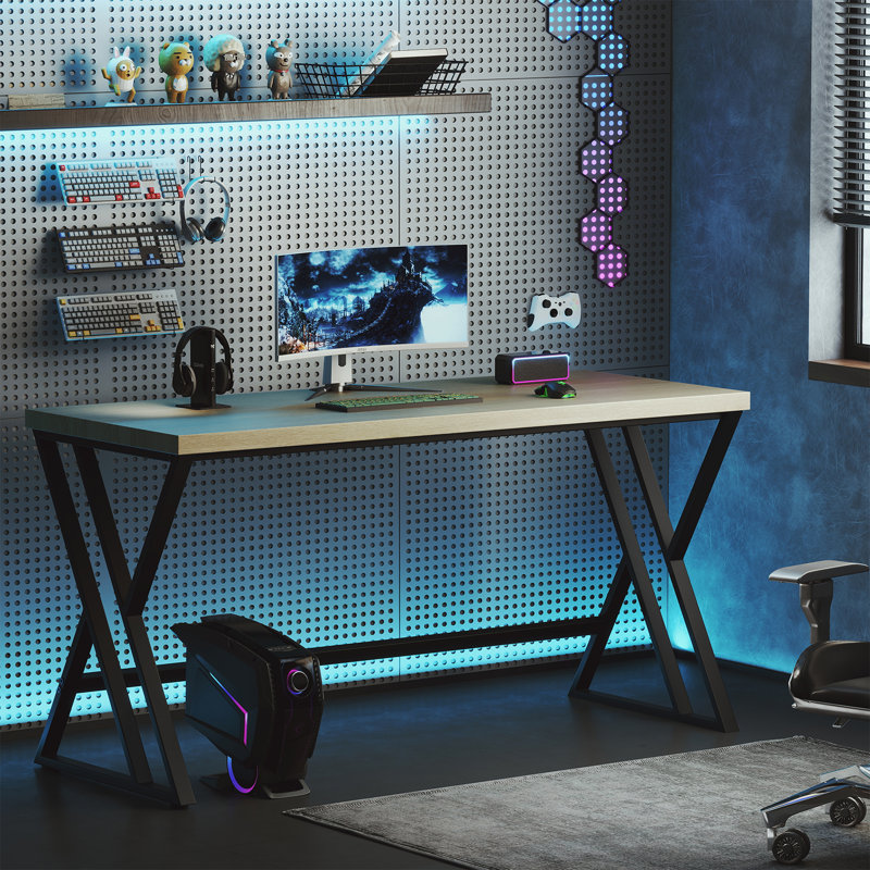 59'' Computer Desk Large Industrial Home Office Desk w/ Heavy-duty Metal Frame