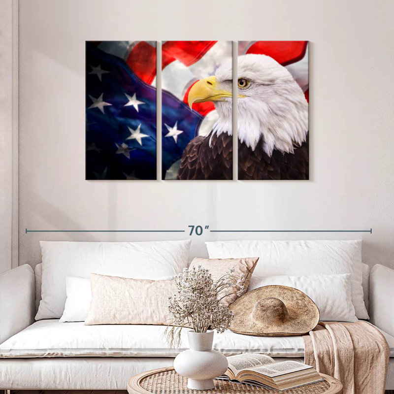 Brampt USA Flag And American Eagle, 28" H x 45" W