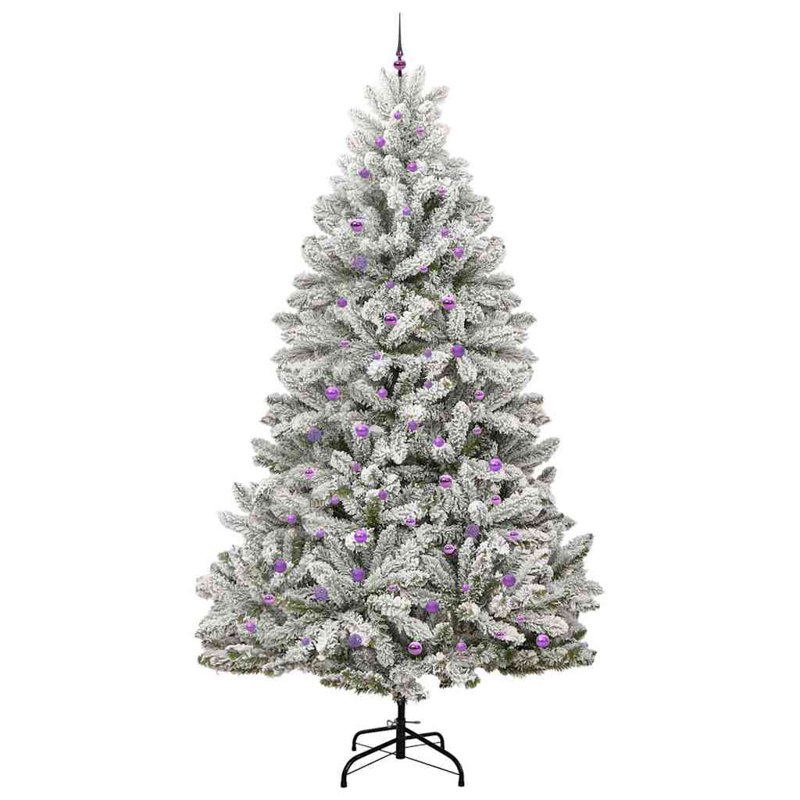 Artificial Christmas Tree Green and White PVC and Metal, 9.84 ft