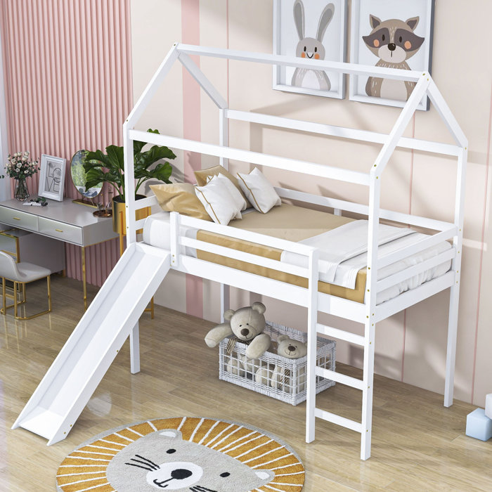 Harper Orchard Melisa Twin Loft Bed with Slide | Wayfair