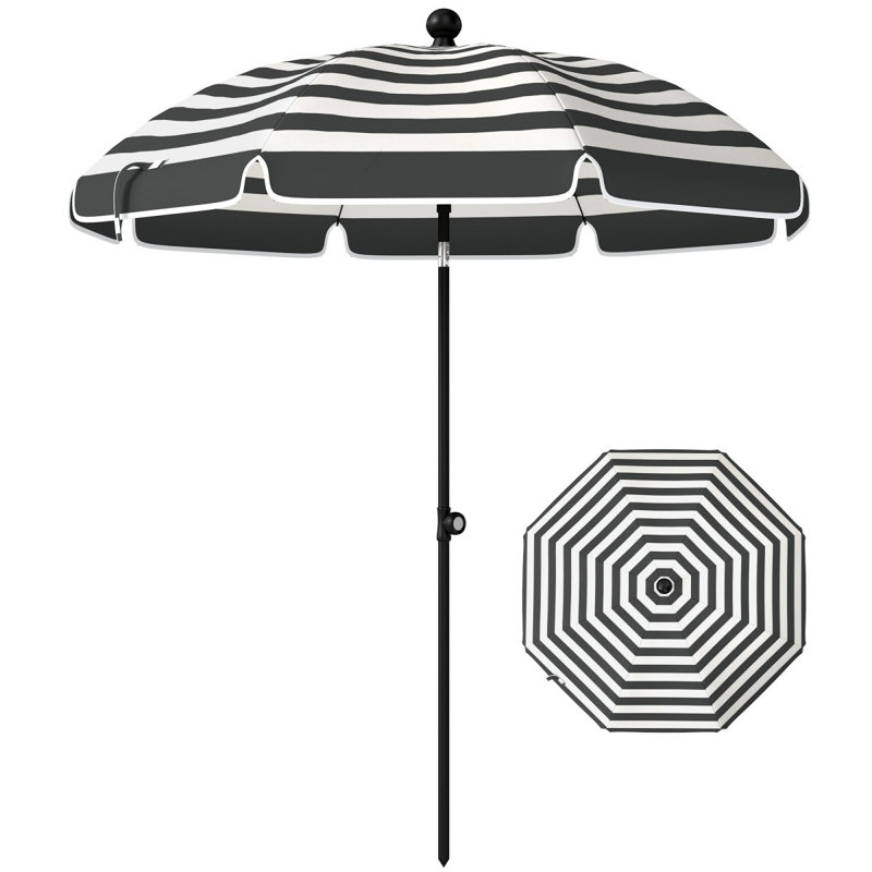 177 cm W X 177 cm D Beach Parasol with Manual Lift