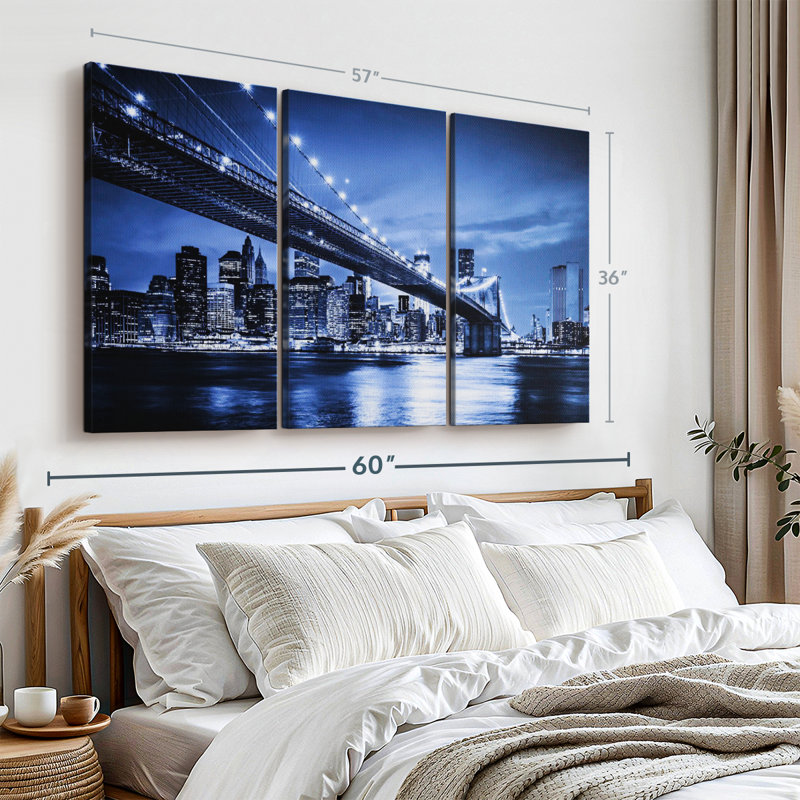«Twinkling Brooklyn Bridge» sur toile, H 36 po x l 57 po
