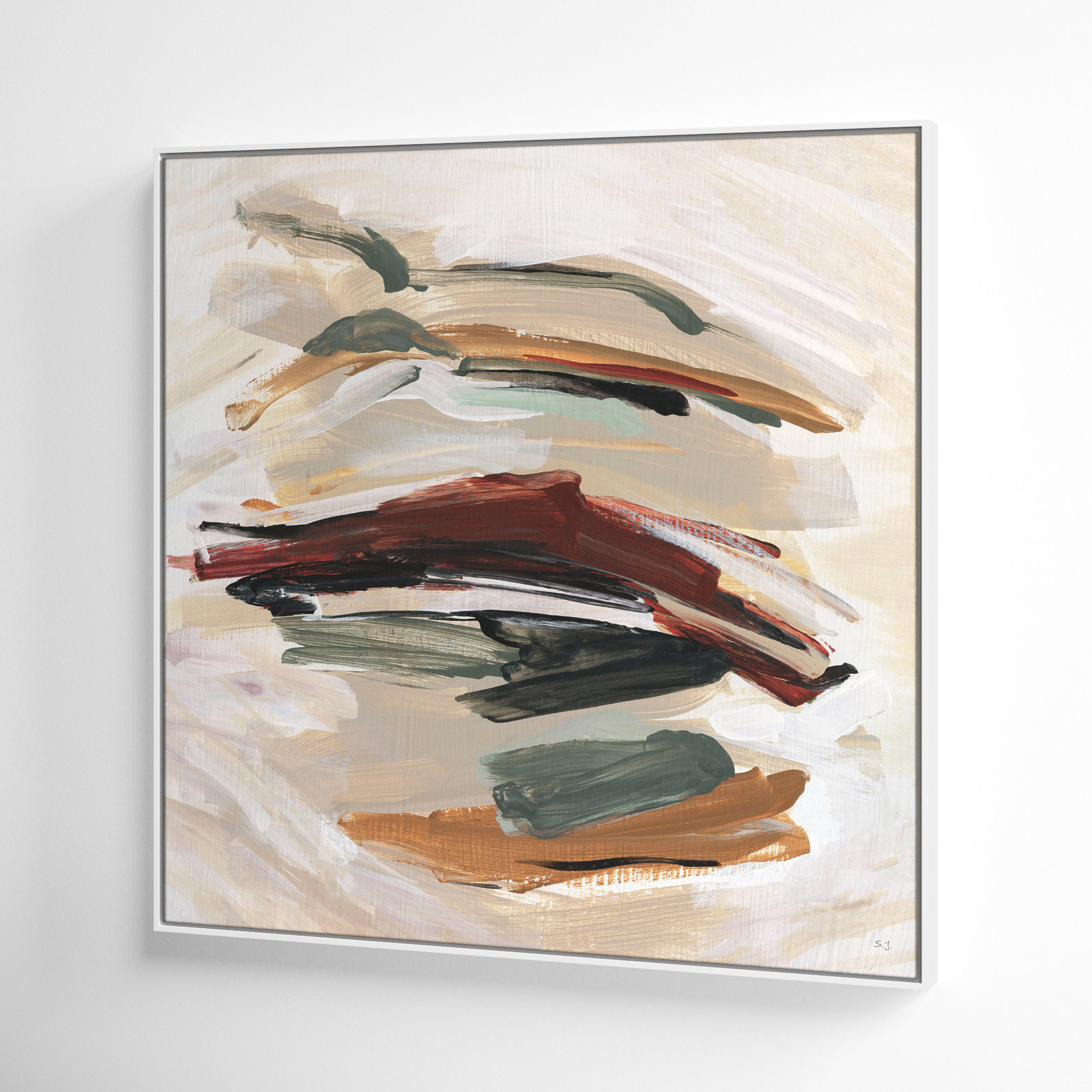 Carmina "Spring Shadows" Painting by Susan Jill, 37.5" H x 37.5" W, White