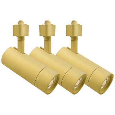 Luxrite 2,5 po Éclairage sur rail à DEL Zoomable, 5CCT, CRI90, 15 W, 1050LM, à intensité variable, inclinaison 358 ° + 90 ° et faisceau de 20 ° à 50 °, éclairage sur rail de type H, ETL, paquet de 3 en laiton