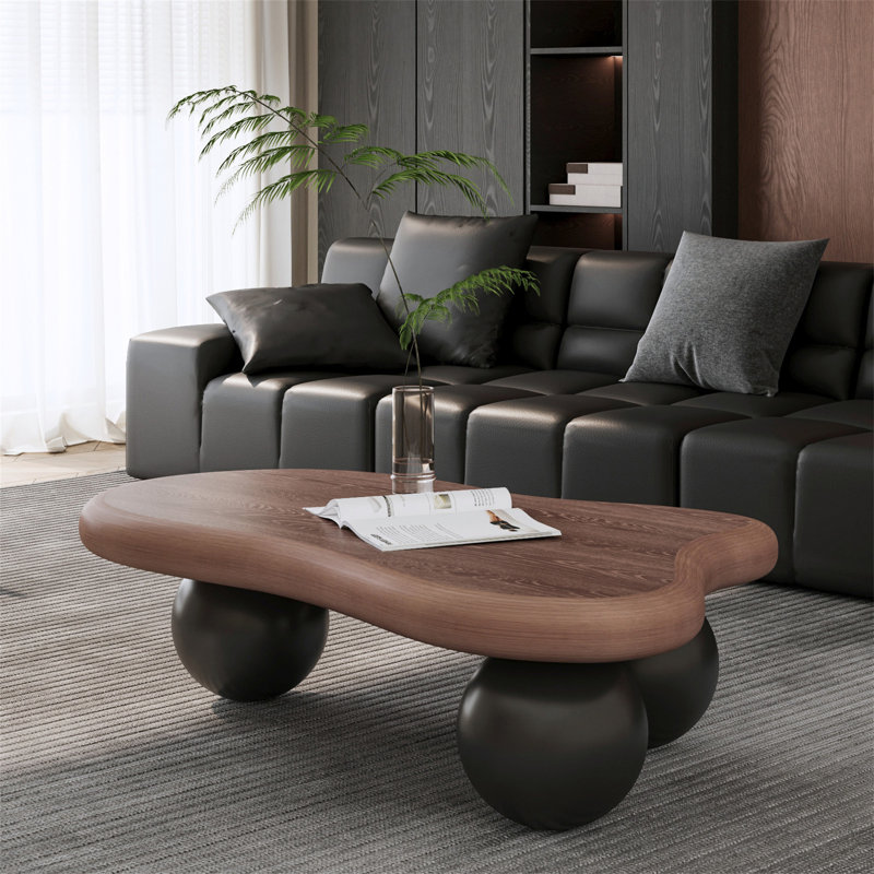 Table basse avec 3 pieds sphériques pour le salon, H 11,7 po x l 40 po x P 26,8 po, Pink, Pink