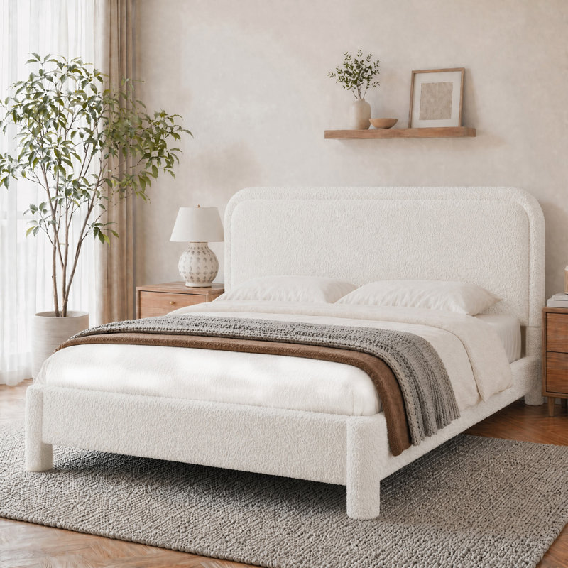 Base de lit plateforme tapissier Teddy, Grand lit