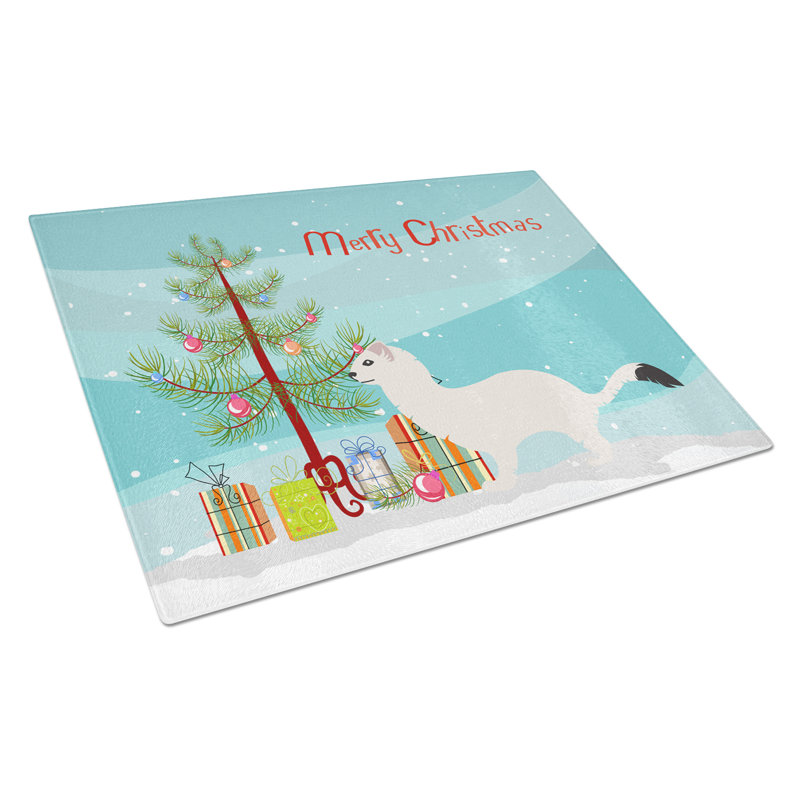 Planche à découper de noël weasel à queue courte stoat de verre trempé caroline
