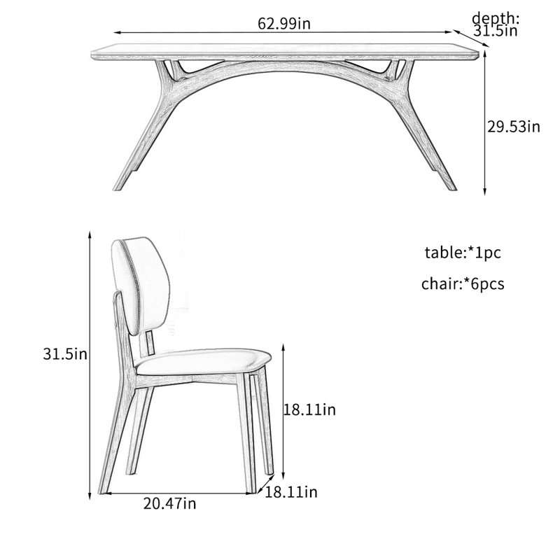 Premium Durable Dining Table Sets., 29.53"H x 62.99"L x 31.5"W