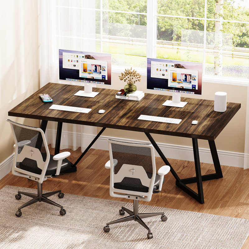 70.86-Inch Large Modern Executive Desk, Brown