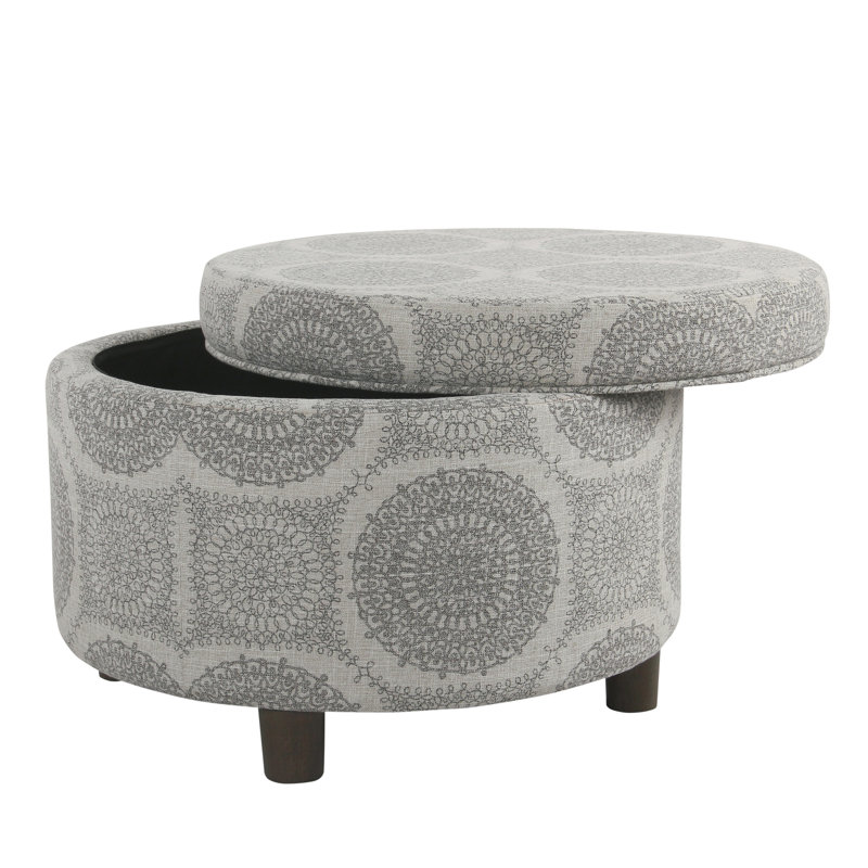 Repose-pieds avec rangement Biola, Brun, Motifs géométriques gris