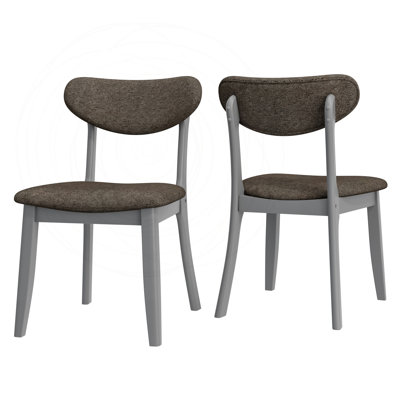 Set Of 2 Dining Chairs With Gray Solid Wood Legs