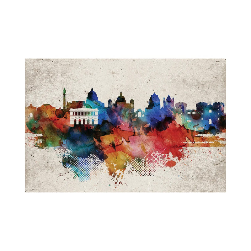 Naples Abstract Skyline by WallDecorAddict - Wrapped Canvas Painting, 66.04 cm H x 45.72 cm W