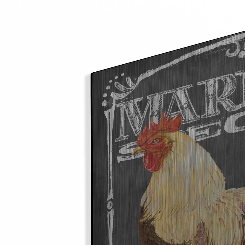 August Grove® «Rooster On Chalkboard 4» par Art Licensing Studio, art mural en métal, H 24 po x l 24 po