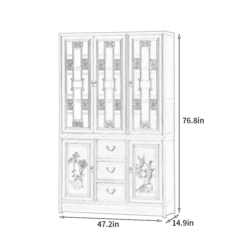 Millicent 76.8'' H x 47.2'' W  Solid Wood Standard Bookcase, (2 Shelves) 76.8"H x 47.2"W x 14.9"D