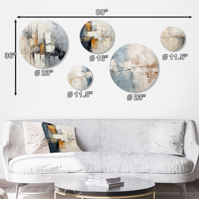 Simple Winter Landscape I - Winter Landscape Winter Landscape, ensemble d'art mural rond de 5