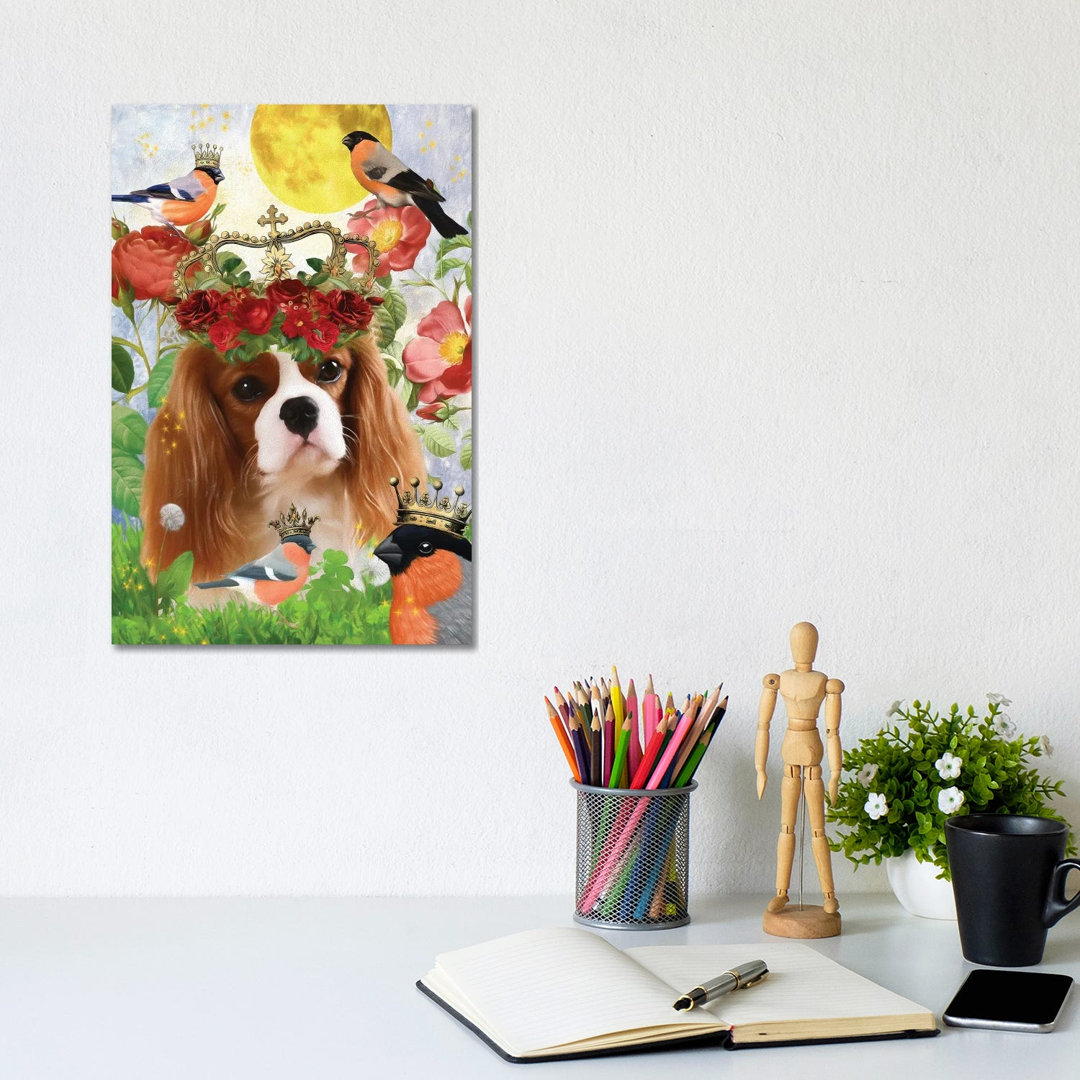 Cavalier King Charles Spaniel And Bullfinch