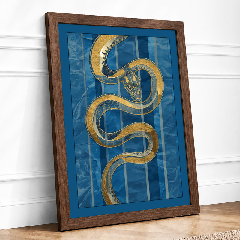 Gilded Serpent Art Deco - Framed Print, A4 - 29.7 x 21.0 cm, Walnut