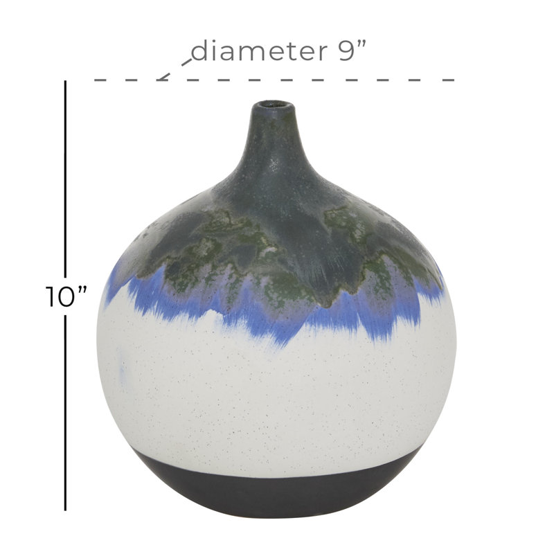 Handmade White and Blue Ceramic Bud Vase