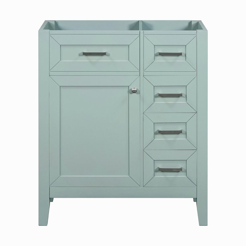 Meuble-lavabo de 30 po sans lavabo, base d'armoire seulement, armoire de salle de bain avec tiroirs, structure solide et panneau de fibres à densité moyenne, vert