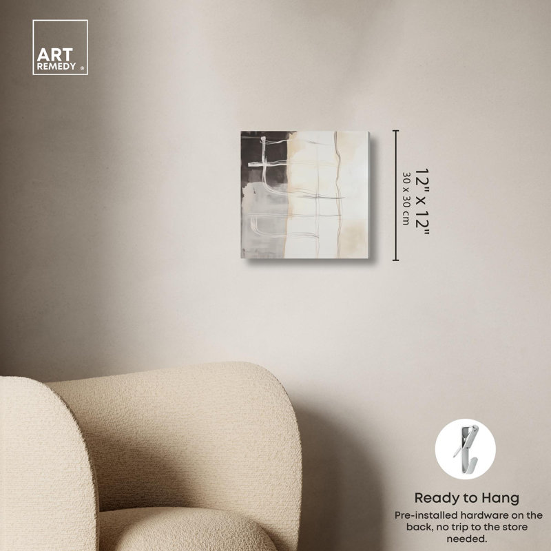 «Gestural Glyphs I», art mural sur toile par Art Remedy, H 12 po x l 12 po, Toile tendue