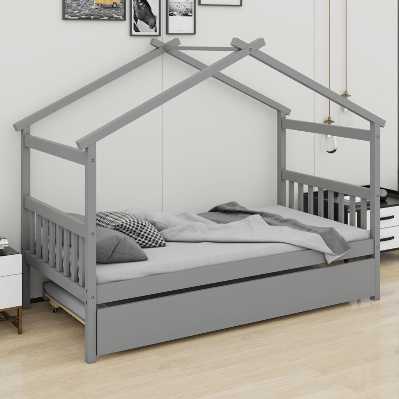 Lit House avec lit gigogne, Gris