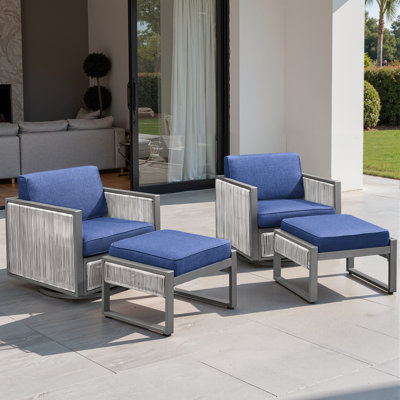 Trinie Outdoor Glider Chairs With Ottomans And Cushions by Latitude Run