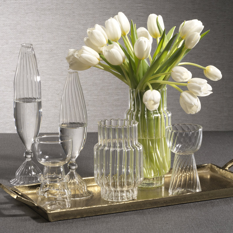 Ensemble de 2 vases en verre Flo, H 12 po x l 3,25 po x P 3,25 po