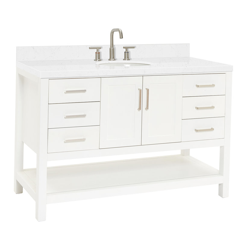 ARIEL Magnolia 54 Single Bathroom Vanity with Top, Oval, White