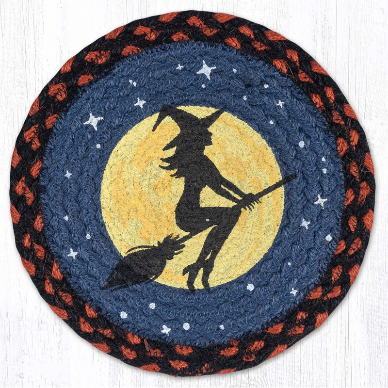  Eco-Friendly Witch Kitchen Mat – Hand-Stenciled Jute Rustic Décor