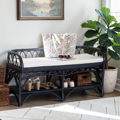 Banc en rotin naturel avec tablette Marami