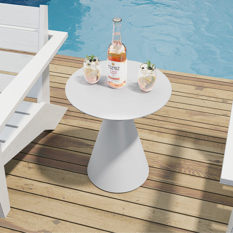 Table d'appoint ronde en aluminium pour l'extérieur, Blanc