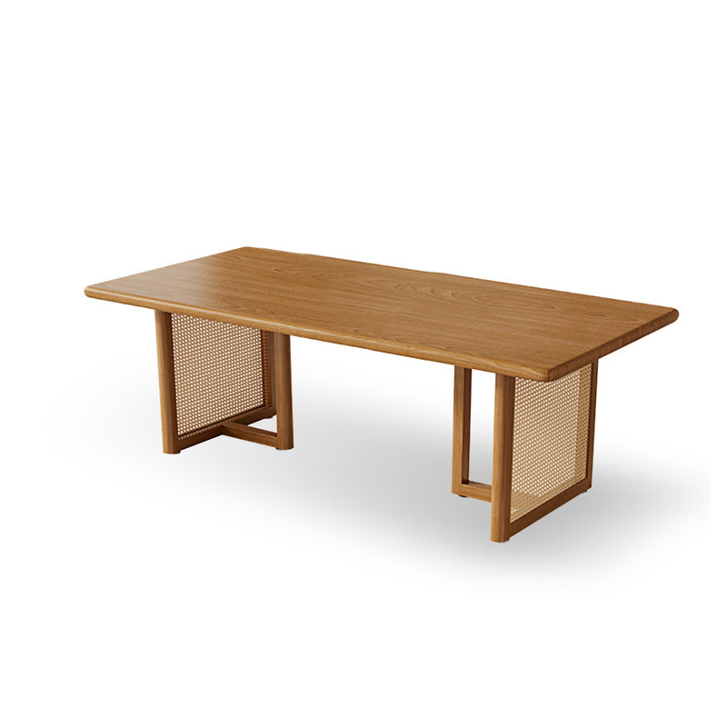 Table de salle à manger rectangulaire en bois massif brun, H 29,53 po x L 62,99 po x l 31,5 po