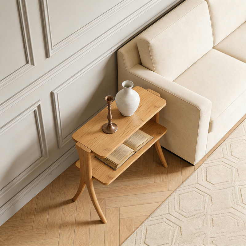 Table d'appoint en bois avec tablette de rangement à 2 niveaux Farmhouse, Brun