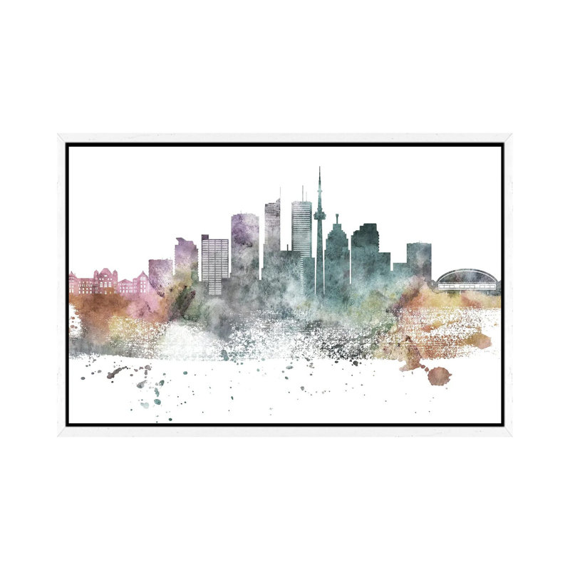 Toronto Pastel Skylines 1 Piece Floater Frame Wall Art on Canvas, 152.5 cm H x 101.5 cm W, White Framed Canvas
