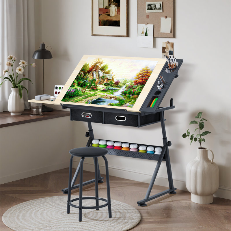 Ensemble de table à dessin avec tabouret Elizabeth