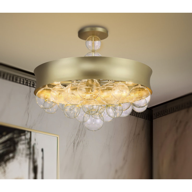 Luminaire suspendu tambour doré à 8 lumières Vivek, L 26 po