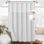Rideau de douche en mélange de coton gaufré nid d'abeille avec doublure encliquetable-759779251-759779149