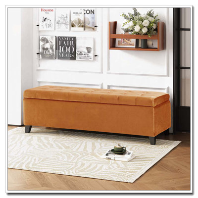 Banc de rangement rembourré en velours pour le salon, la chambre à coucher ou le vestibule